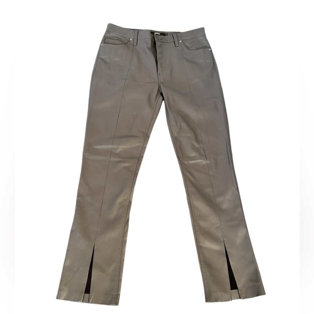 Hudson Barbara Women's Straight Vegan Gray Leather Pants‎ Size 31